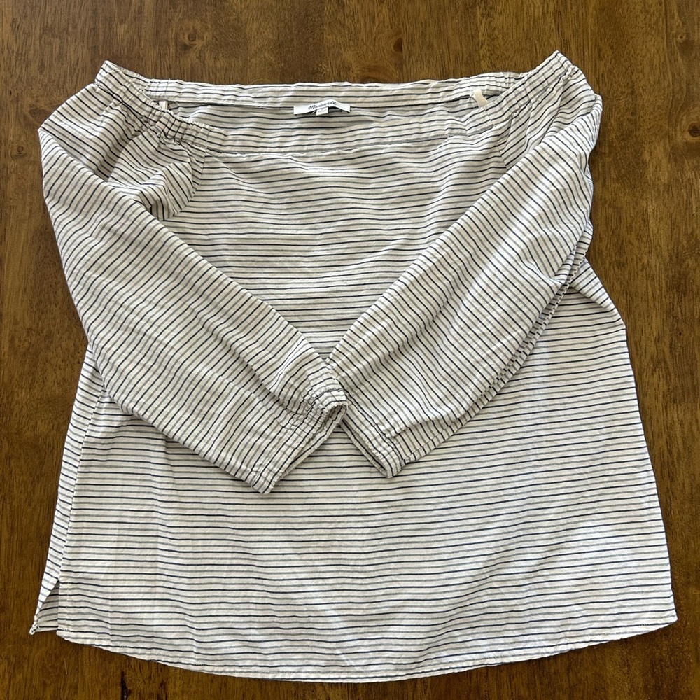 Madewell 100% Cotton Off-Shoulder Striped Top Size M - Picture 9 of 10